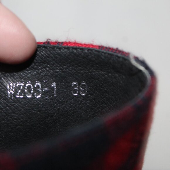 Alias Mae women's booties size 39 red tartan plaid block heel pointed toe zip up - Picture 7 of 9